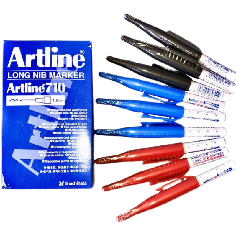 Artline710加长嘴长笔头记号笔木工标记笔卫浴安装五金深孔螺丝笔