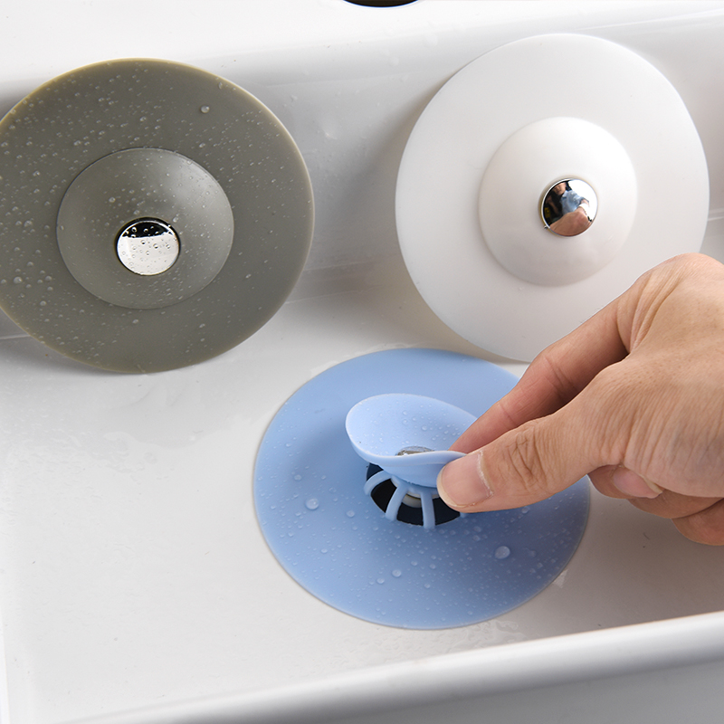 厨房水池塞子按压地漏盖卫生间水槽堵水塞下水道防臭器硅胶浴缸塞