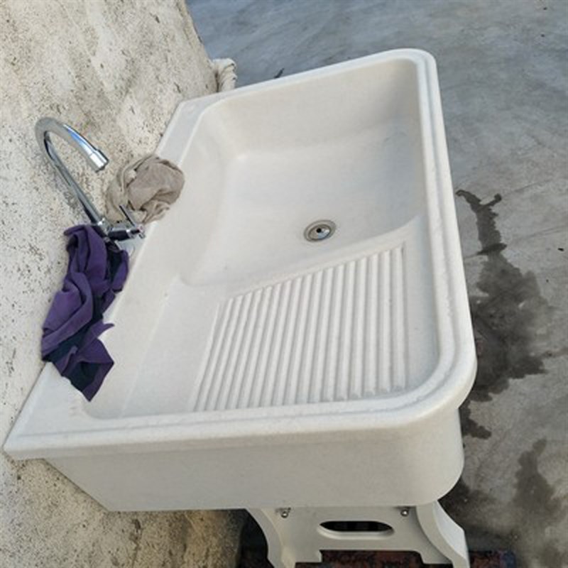速发家用洗衣台e单孔阳台水槽大理石成型水池洗衣池石英石带搓板