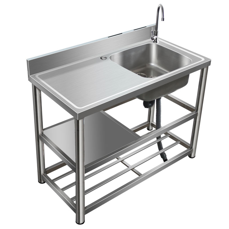 速发厨房不锈钢水槽台面一体成型商用家用洗碗盆洗手洗菜池简易带