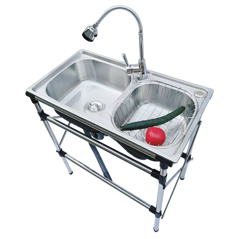 厨房不锈钢洗菜盆水槽双槽带支架加厚水盆洗碗槽带架子洗碗盆套餐