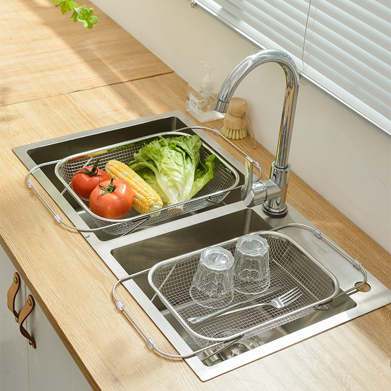 水槽伸缩沥水架新款不锈钢洗菜池置物架家用厨房水池沥水洗碗架