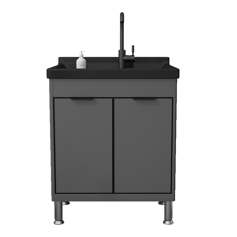 家用洗衣池一体落地式阳台洗手盆柜组合超深洗衣台盆黑色陶瓷水槽