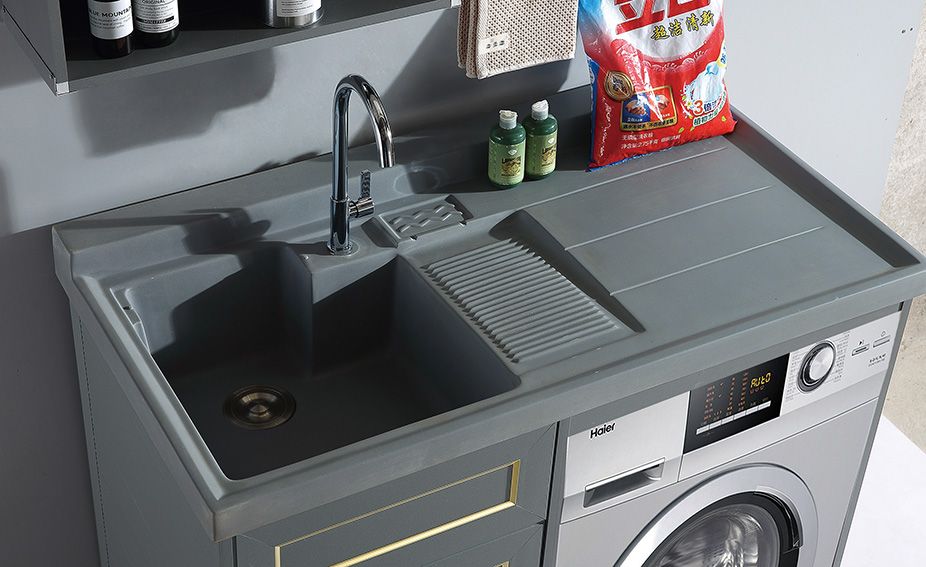 定制阳台洗衣机伴侣  加厚太空铝石英石洗衣机盆可非标定制浴室柜