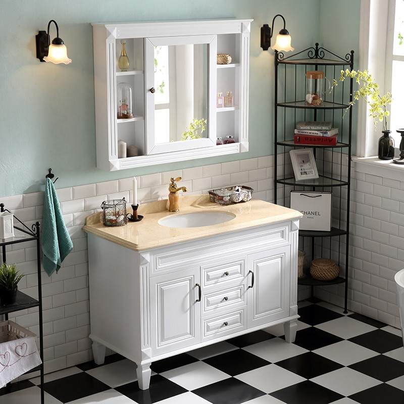 美式浴室柜橡木实木北欧洗手洗脸盆卫浴柜组合卫生间面盆柜洗漱台