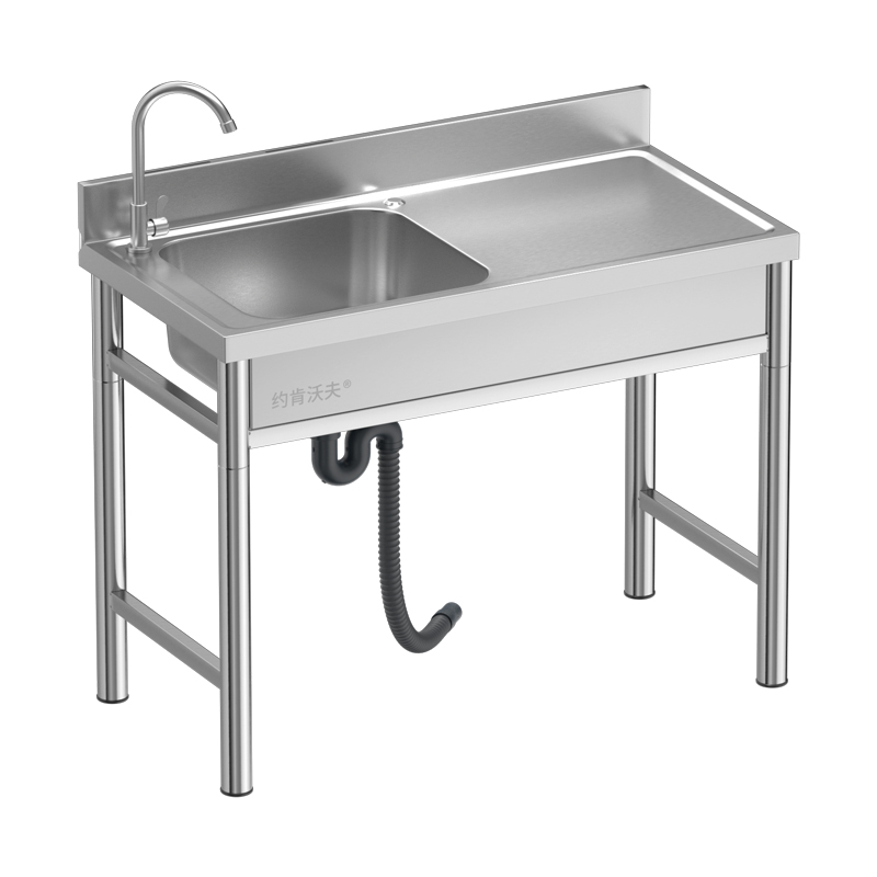 不锈钢304水槽双槽 洗菜盆厨房洗碗池台面一体带支架落地家用加厚