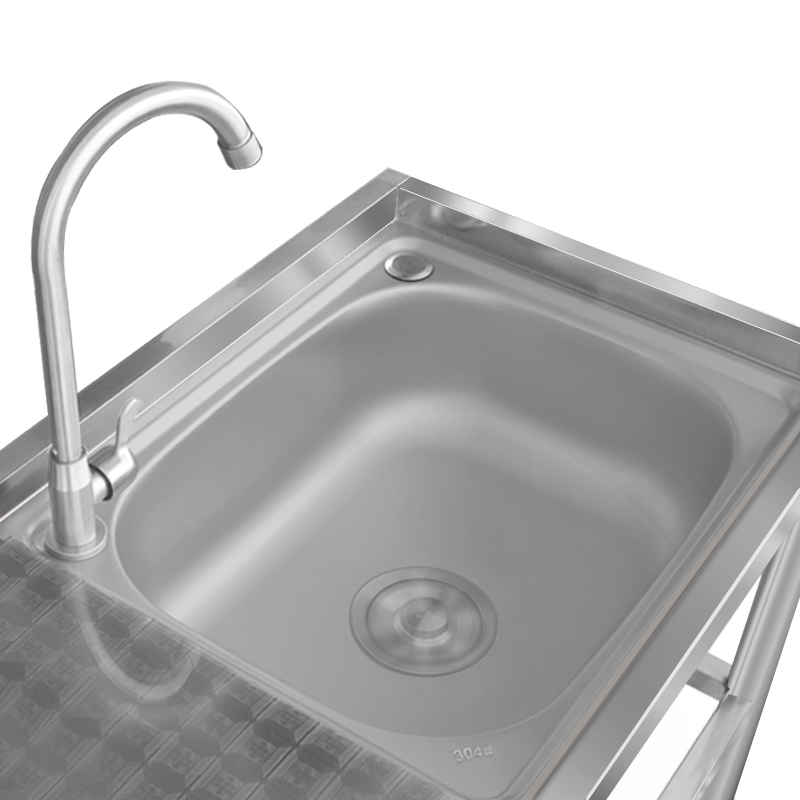 不锈钢水槽带厨房洗手盆台面水池简易洗碗家用洗菜盆一体支架商用