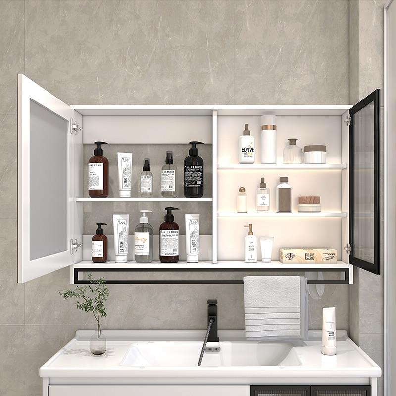 卫生间智能浴室镜柜单独卫浴收纳镜子除雾浴室镜门在右实木置物柜