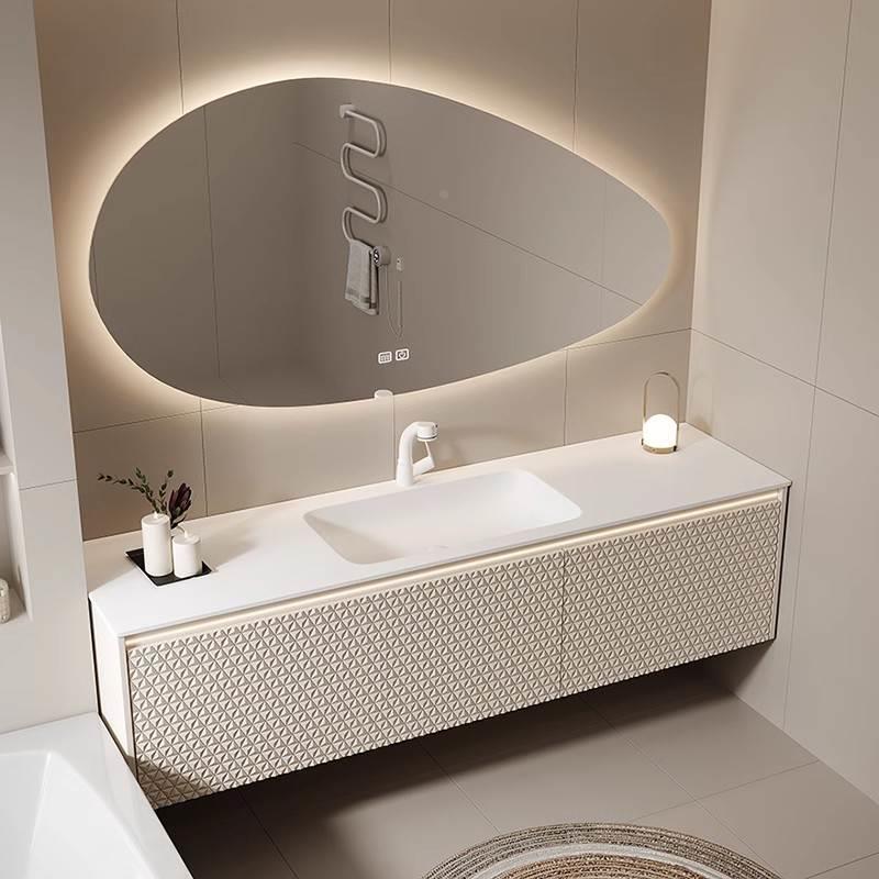橡木实木浴室柜组合可丽耐一体盆卫生间洗手台洗脸池洗漱盆柜定制