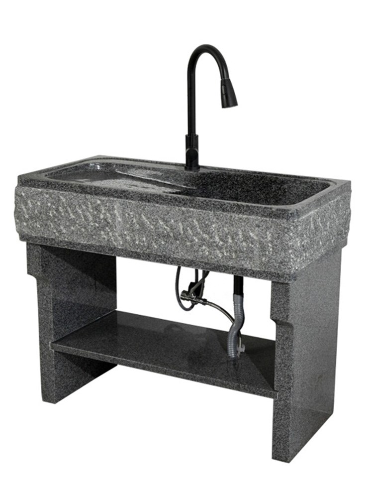阳台洗衣池石材一体柜水槽庭院大理石洗手池户外水池带搓衣板
