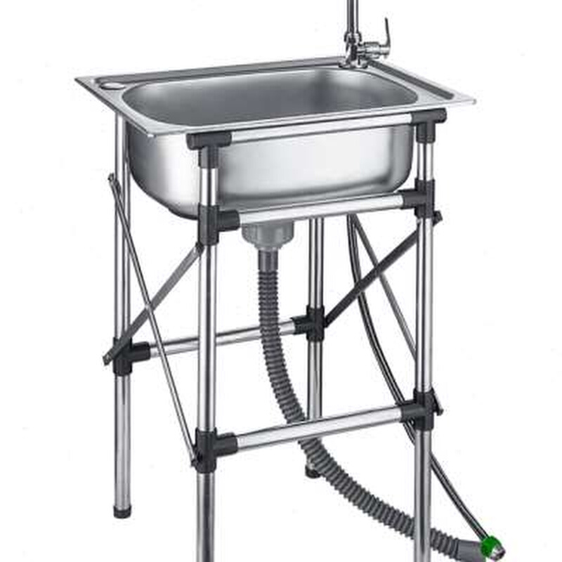 厨房不锈钢水槽单槽洗菜盆洗碗池家用落地带支架子加厚单水池盆斗