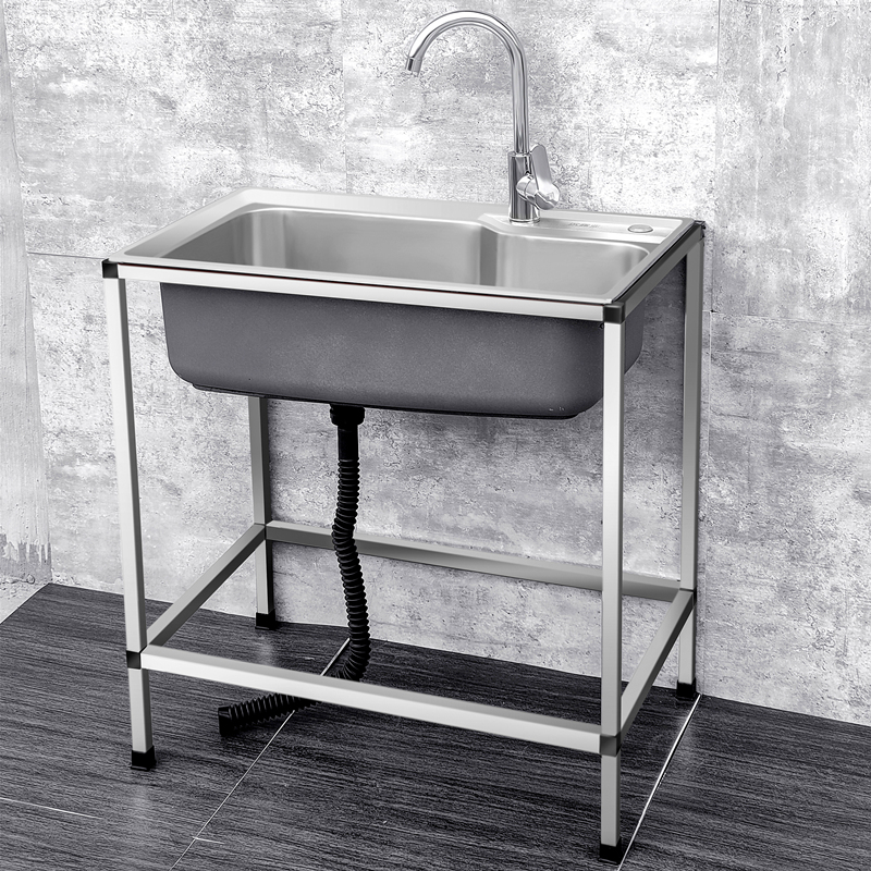简易洗手盆不锈钢立式可移动洗脸盆架子一体家用卫生间水池洗漱台
