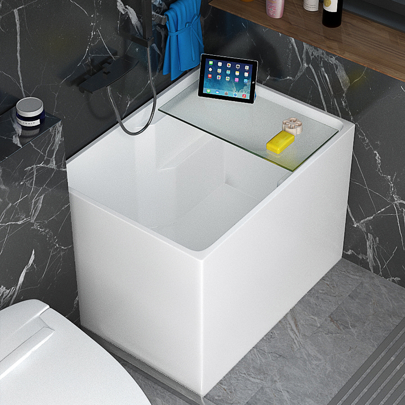 意洁浴缸深泡小户型迷你家用坐式亚克力可移动独立小型日式浴缸