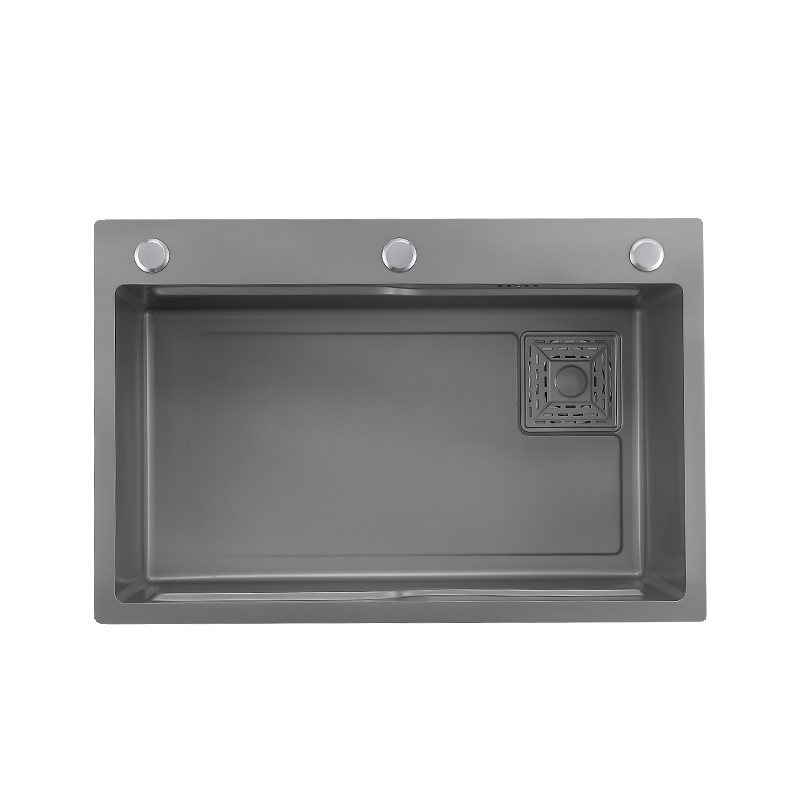 JOMOW水槽纳米枪灰色SUS304不锈钢大单槽厨房手工洗菜盆家用洗碗