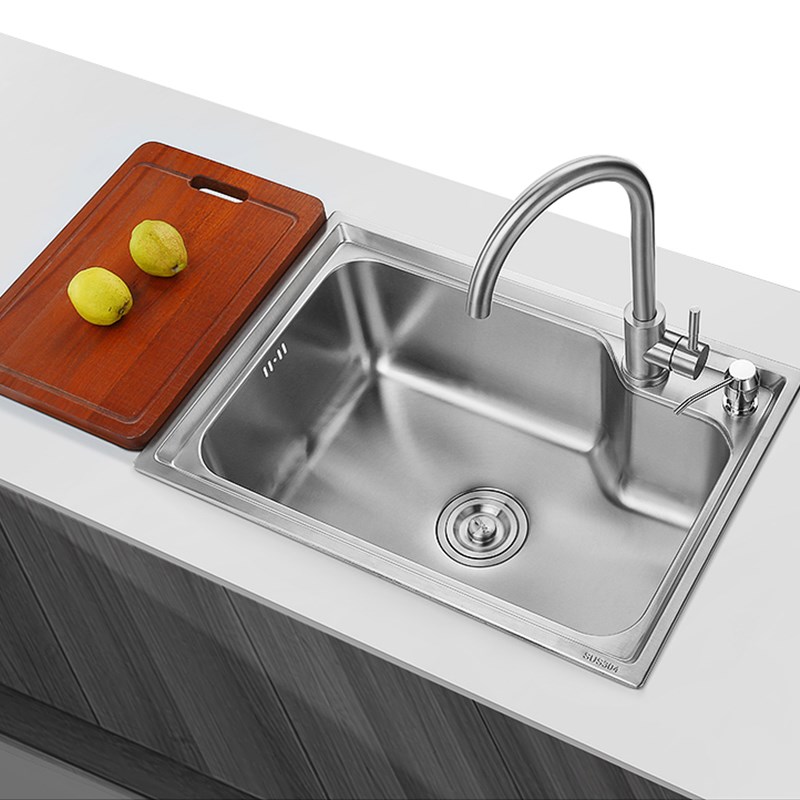 网红加厚sus304不锈钢水槽 拉丝大小单槽 厨房洗菜盆洗碗池水盆包