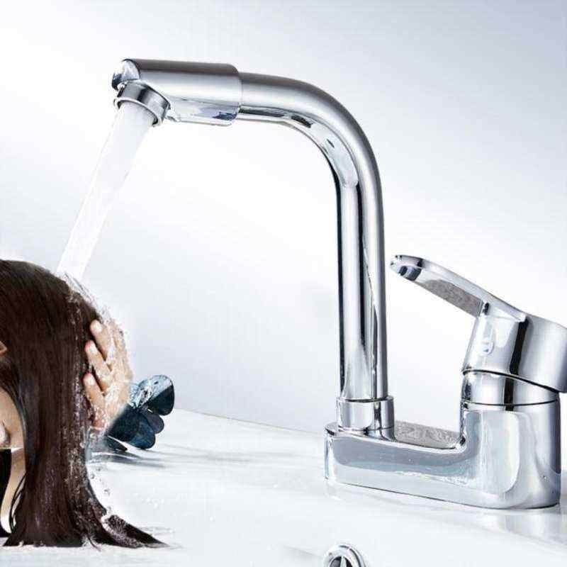 脸盆洗手池水龙头洗澡双孔黄铜多功能多用进水自来水不锈钢全自动
