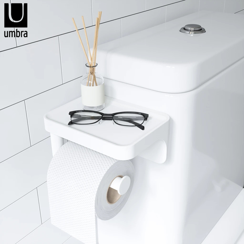 UMBRA厕所置物架马桶纸巾架卫生间厕纸盒卫生纸免打孔壁挂式卷纸