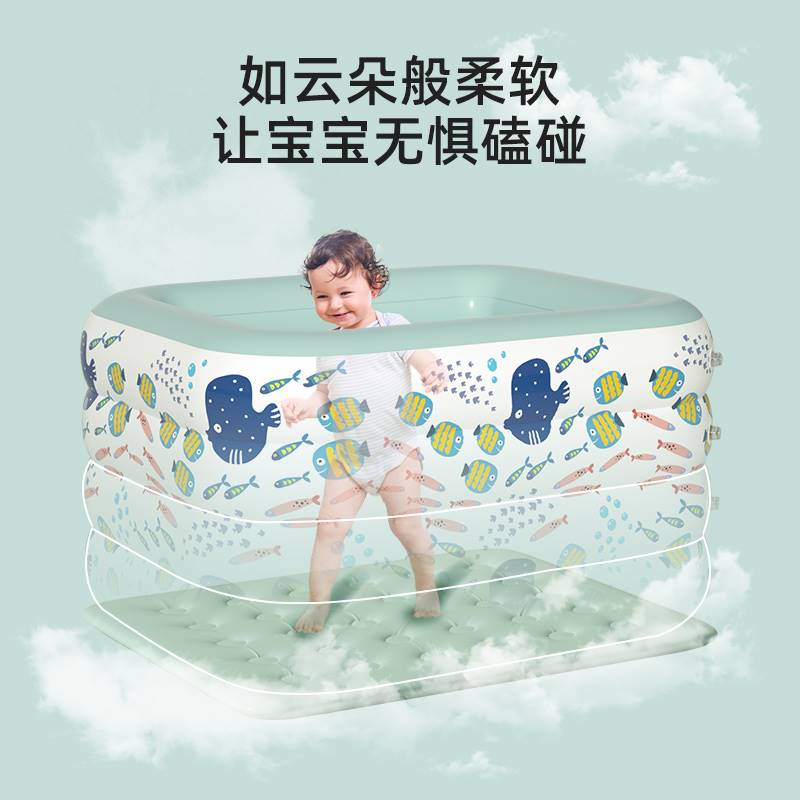 2022新款游泳池家用可折t叠儿童充气垫加厚宝宝浴缸小孩洗澡水池