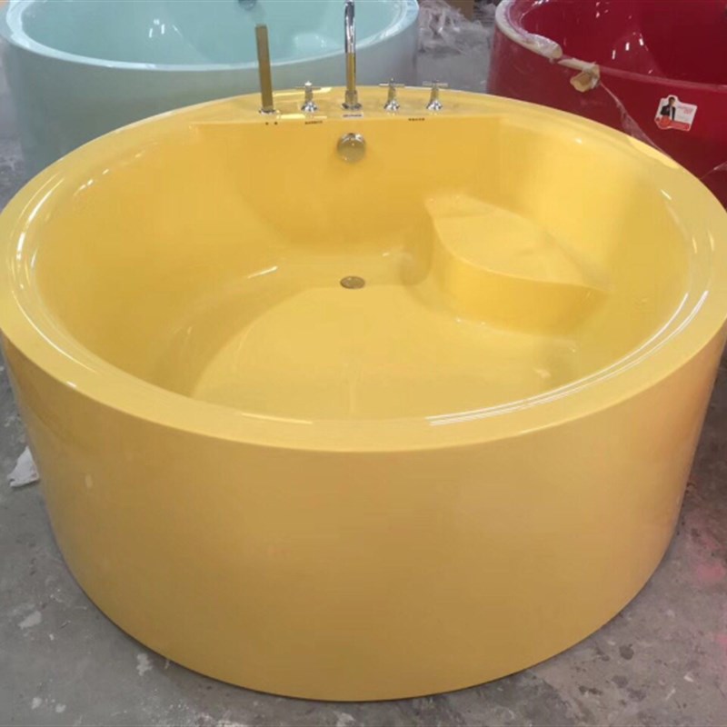 急速发货亚克力浴缸一体圆形独立式双人大浴盆恒温按摩1.2米1.35