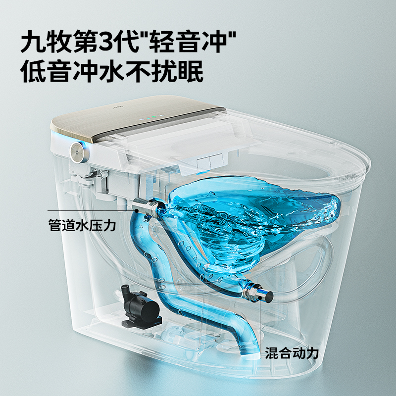 九牧卫浴零压家用全自动智能马桶带水箱轻音冲魔力泡泡沫盾 S770P