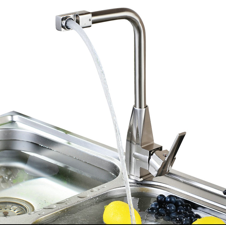 进口品质卫浴厨房冷热水龙头不锈钢水槽拉丝万向旋转洗菜盆洗碗池