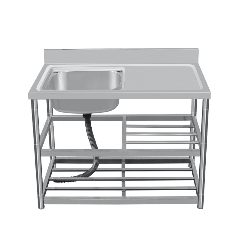 厨房不锈钢水槽带支架加厚洗碗洗手台盆台面一体柜洗菜盆水池单槽