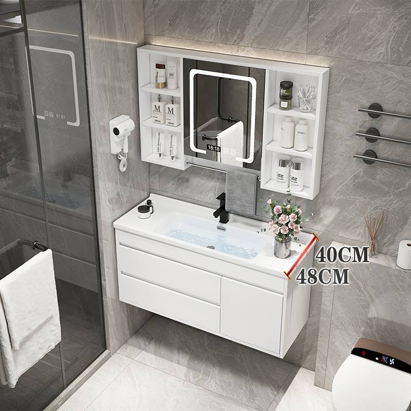 卫生间小户型超窄40宽陶瓷洗手池洗脸面盆洗漱台浴室智能镜柜组合