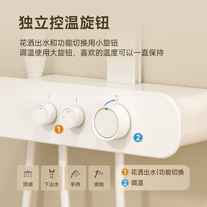 【新品】水爱Z5自清洁净孔花洒套装家用卫浴浴室铜增压置物淋浴器