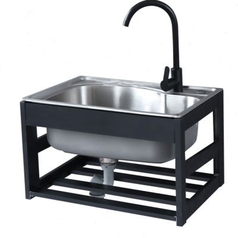 加厚单槽304不锈钢水槽挂墙式带支架厨房洗菜盆洗碗池简易洗手盆
