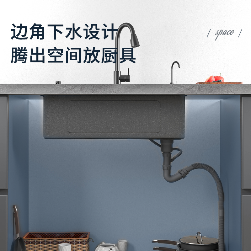 304不锈钢水槽大单槽厨房洗菜盆家用水池多功能水槽套装台下