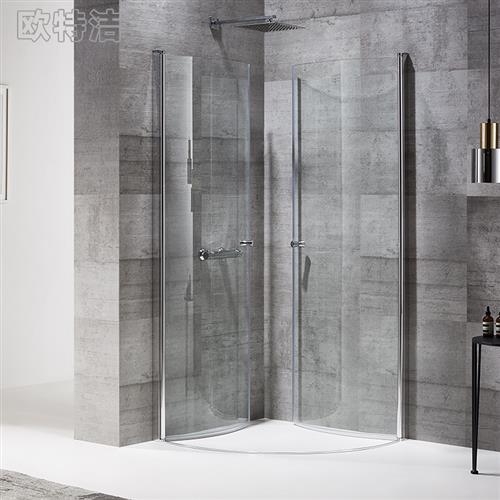 宁波欧特洁圆弧型内推式简易淋浴房小卫生间整体玻璃隔断卫浴定制