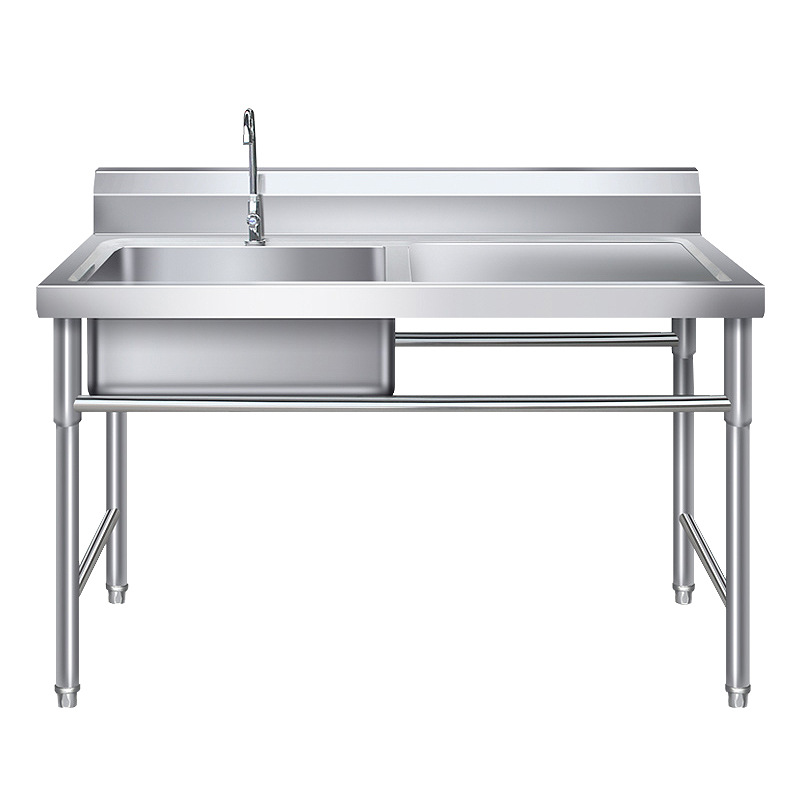 加厚不锈钢水池带平台洗菜盆商用厨房水槽带操作台支架洗碗洗手池