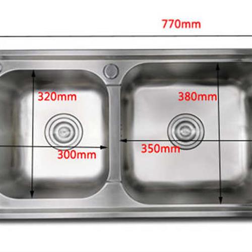 水槽 加厚 加深 左小右大厨房304不锈钢双槽洗菜盆 家用反向洗碗
