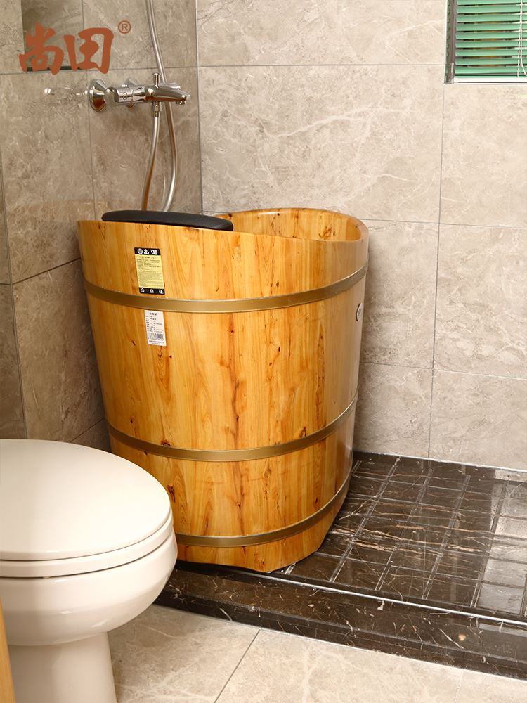 尚田香柏木圆形成人泡澡木桶浴桶实木浴缸洗澡盆小浴室木质沐浴桶