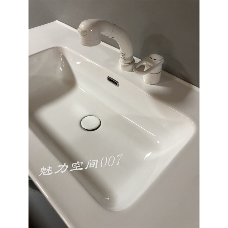日式四面挡水陶瓷一体盆现代简约浴室柜组合洗漱台实木洗脸卫浴柜
