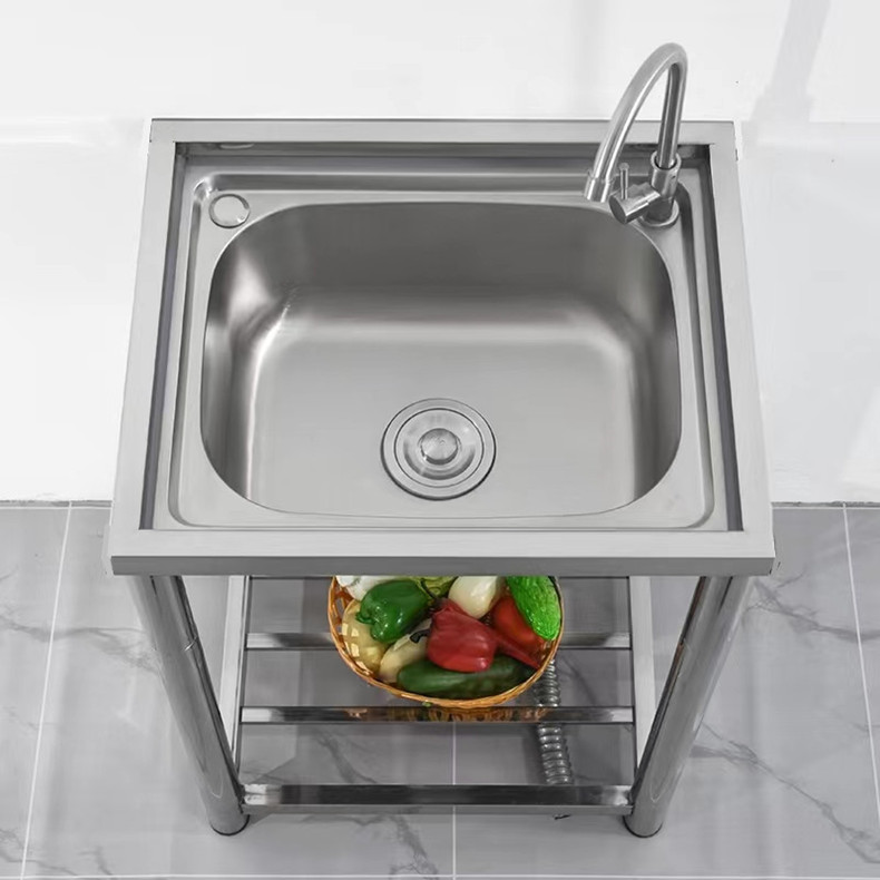 家用不锈钢水槽水槽单槽洗菜盆水池带落地支架置物架大单盆厨房