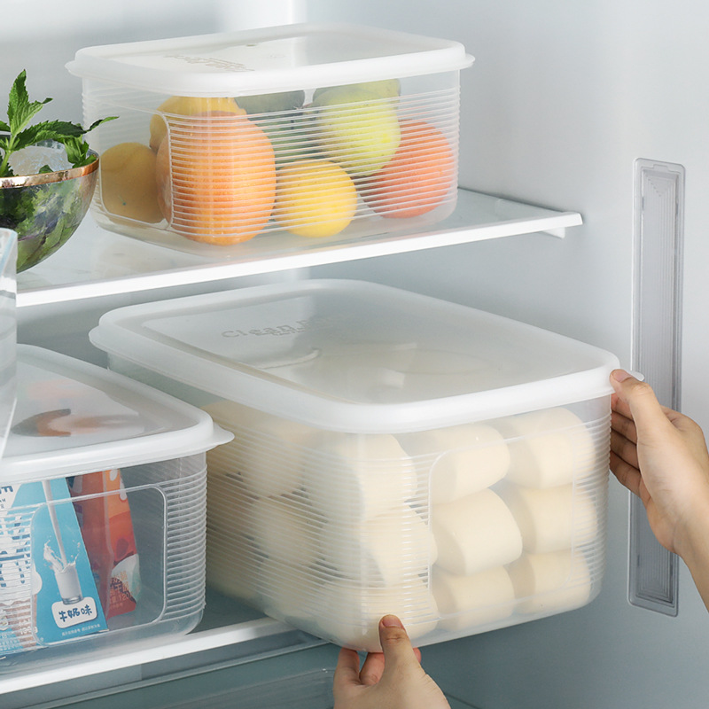 厨房大容量塑料收纳盒带盖冰箱食品级蔬菜水果冷藏密封保鲜储物箱