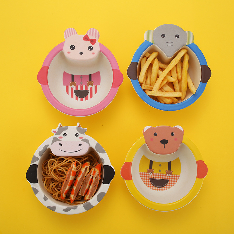 竹纤维婴儿童宝宝碗食品级防烫卡通创意家用可爱小孩吃饭用的餐具