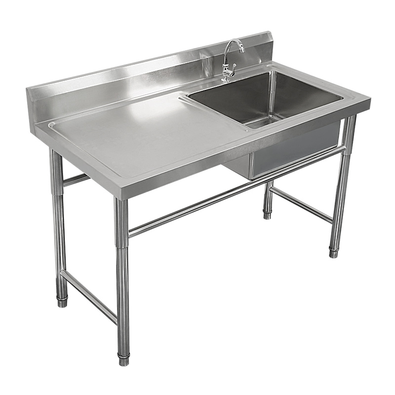 商用包邮不锈钢水槽带支架厨房单双水池洗碗洗菜洗手盆带平台食堂