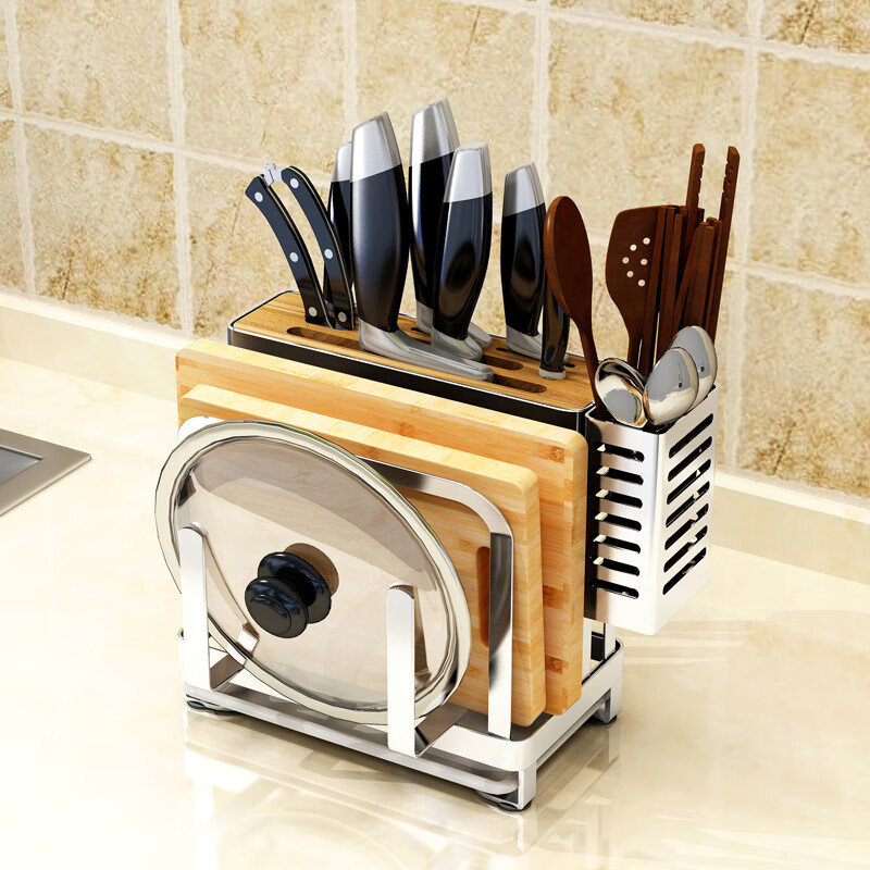 不锈钢台式刀架厨房置物架菜粘板多功能放刀具筷子家用品收纳架子