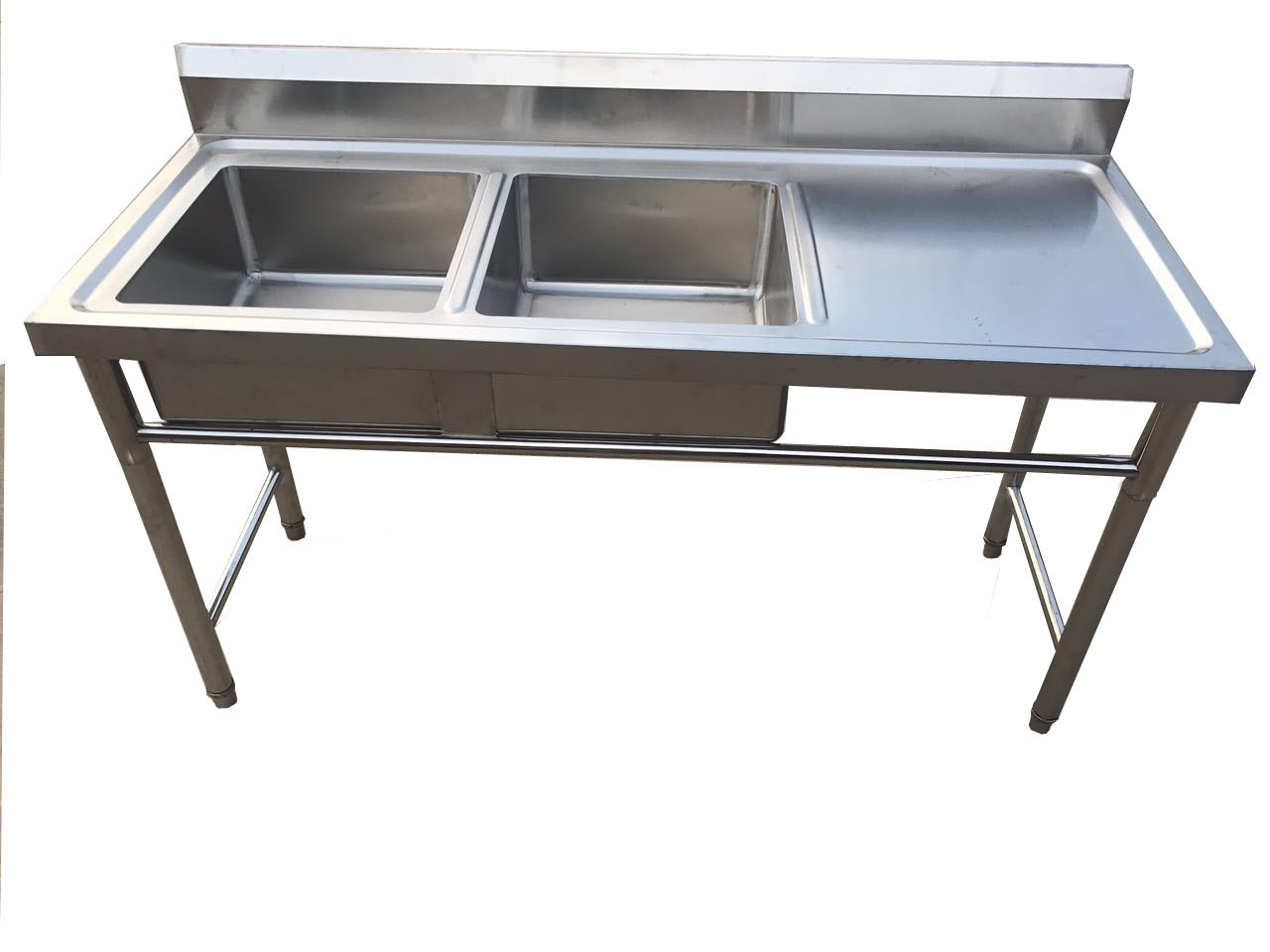 不锈钢三连池平台支架水槽商用洗菜盆食堂洗碗槽学校水池单槽双槽