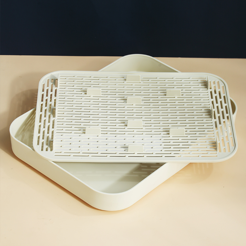 杯子双层沥水盘塑料长方形沥水篮客厅厨房茶水托盘茶盘家用水果盘