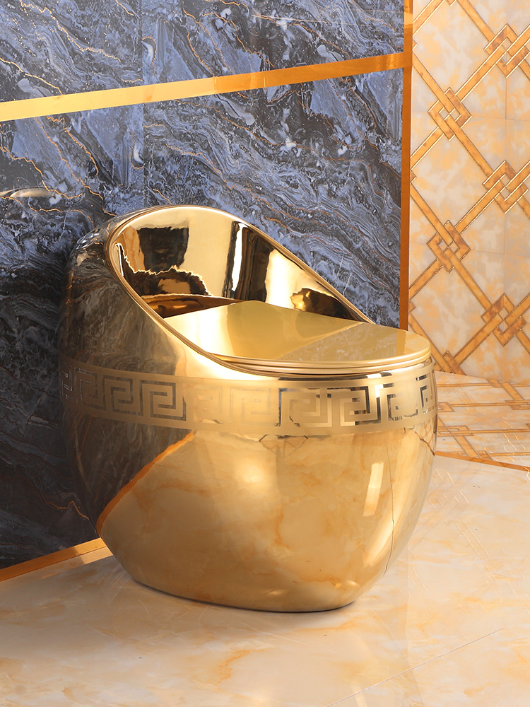金色坐便器鸡蛋型电镀黄金色马桶艺术个性欧式陶瓷新款抽水座便器