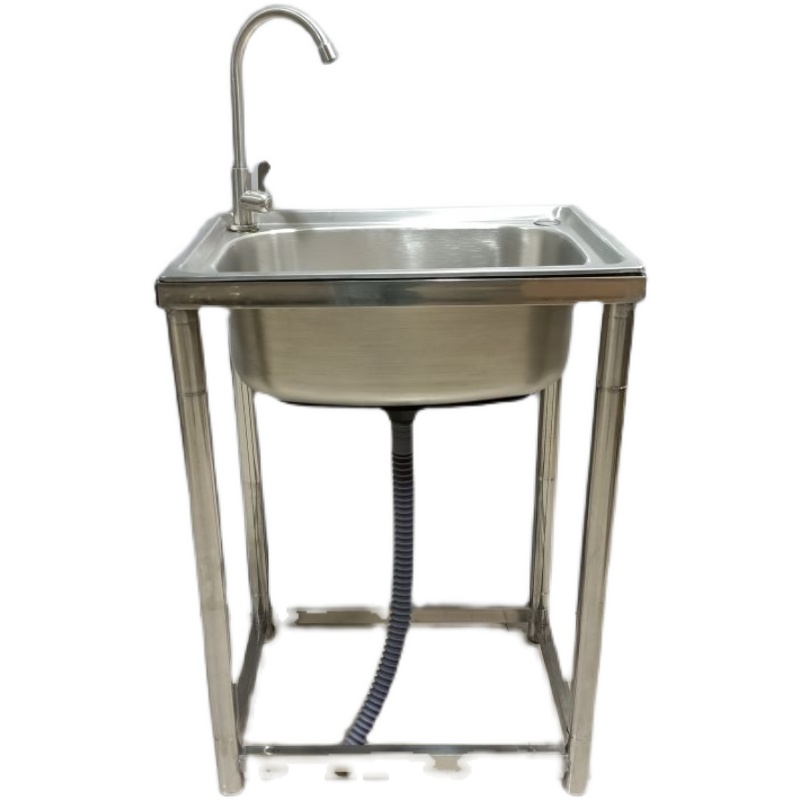 厨房不锈钢水槽单槽洗菜池洗碗槽带落地支架洗手盆简易可拆卸水槽