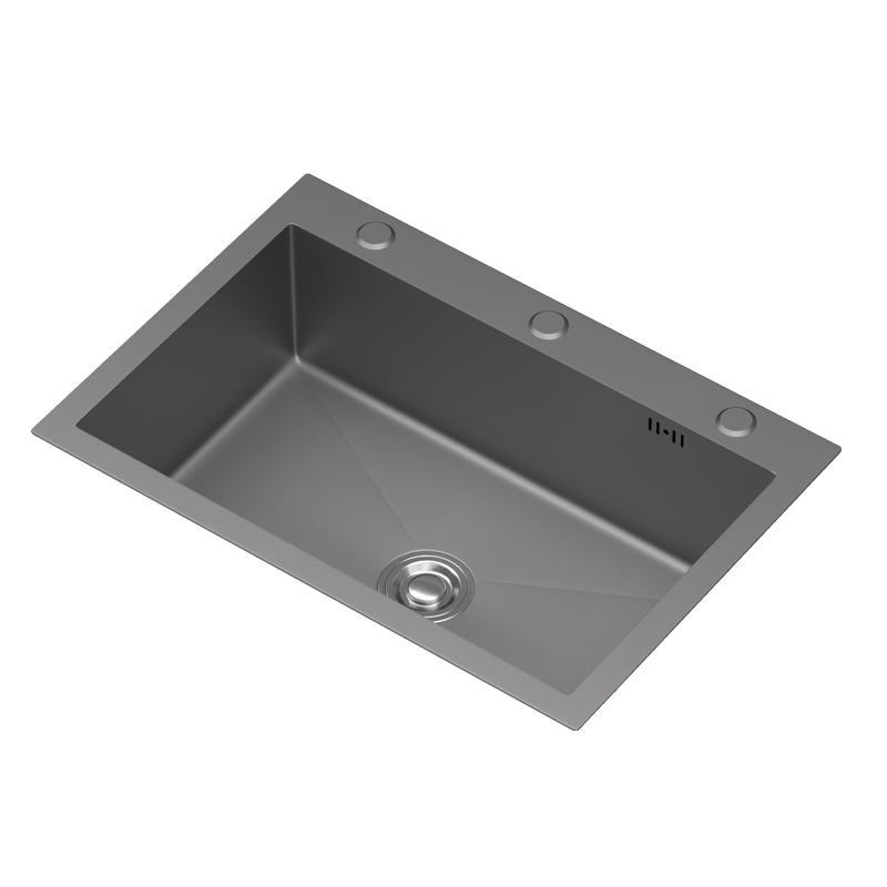 枪灰厨房水槽大单槽304不锈钢纳米家用洗菜盆洗菜池台上盆洗碗池