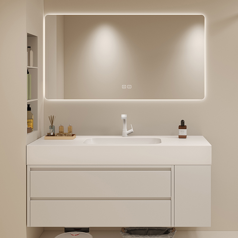 可丽耐一体盆浴室柜组合现代岩板无缝陶瓷盆洗手池卫生间洗漱台柜