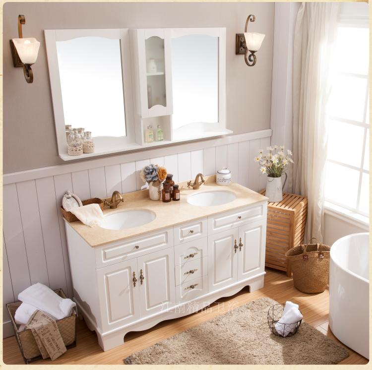 美式橡木浴室柜组合实木卫浴柜洗脸盆柜组合洗手盆柜组合XM8122