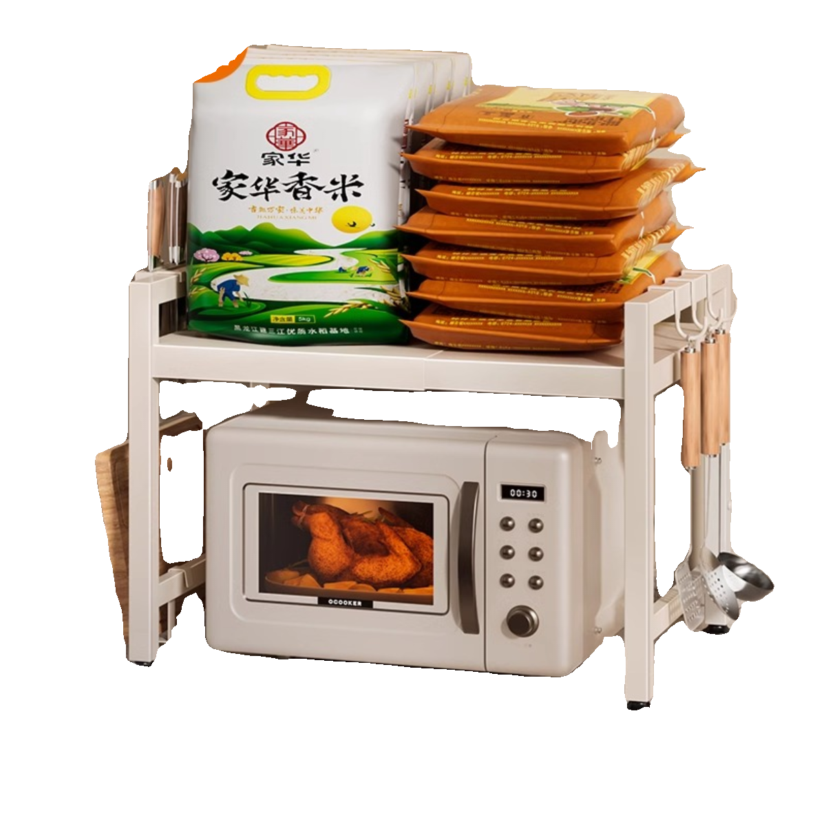 卡贝厨房微波炉置物架家用多功能可伸缩台面双层烤箱电饭煲收纳架