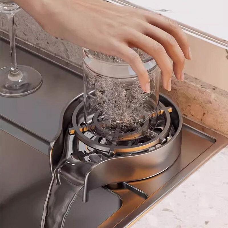 高压洗杯器304不锈钢厨房水槽洗菜盆咖啡奶茶店自动冲杯子神器