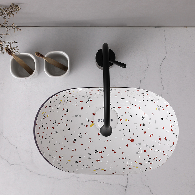 台下盆嵌入式洗手盆陶瓷平底方形面盆卫生间家用北欧小号圆形水槽